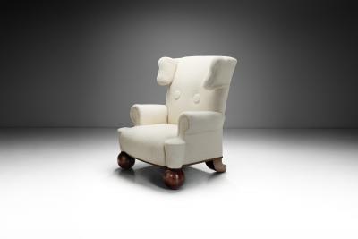 Extra Large Upholstered Wingback Armchair Europe 1940s