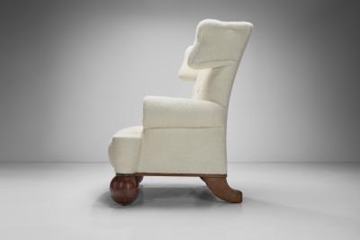 Extra Large Upholstered Wingback Armchair Europe 1940s