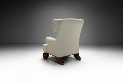 Extra Large Upholstered Wingback Armchair Europe 1940s