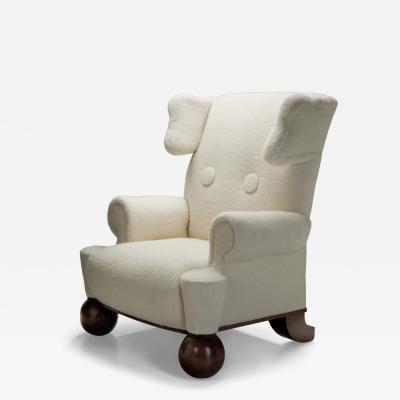 Extra Large Upholstered Wingback Armchair Europe 1940s