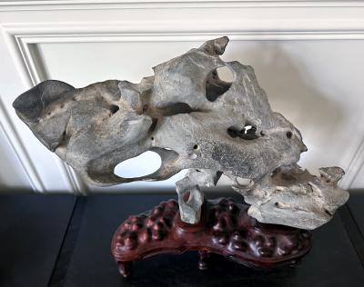 Extraordinary Chinese Taihu Scholar Stone Rare Form on Display Stand
