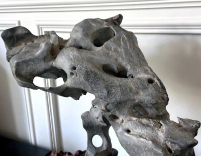 Extraordinary Chinese Taihu Scholar Stone Rare Form on Display Stand