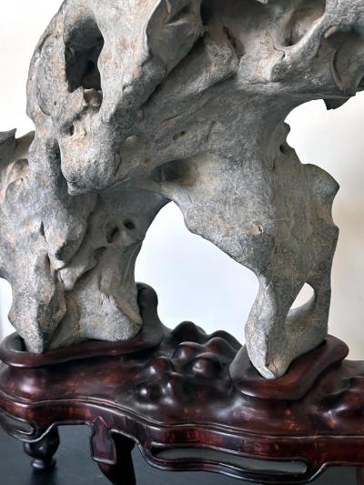 Extraordinary Chinese Taihu Scholar Stone Rare Form on Display Stand