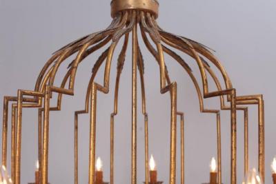Extraordinary Huge Gilt Metal Chandelier from a Villa in France