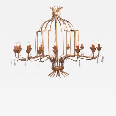 Extraordinary Huge Gilt Metal Chandelier from a Villa in France