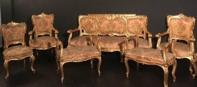 Extraordinary Italian Eleven Piece Gilt Salon Living Room Suite 19th Century