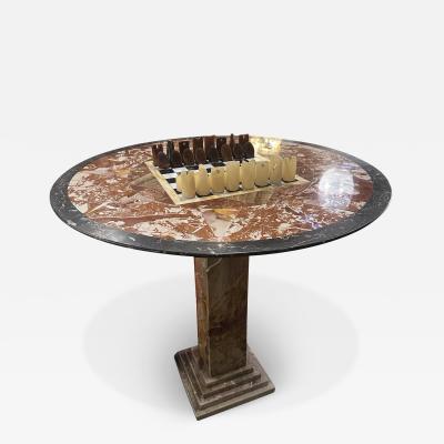 Extraordinary Mid Century Italian Green Marble Chess Table 1950