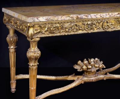 Extraordinary Pair of Italian 18th Century Carved Gilt Wood Console Tables