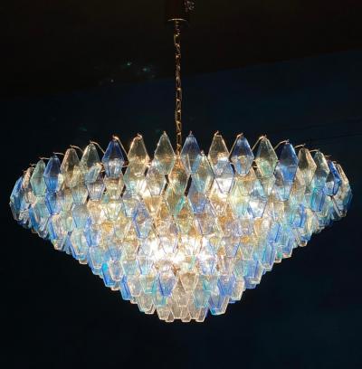 Extraordinary Sapphire Color Poliedri Murano Glass Ceiling Light or Chandelier