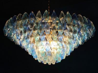 Extraordinary Sapphire Color Poliedri Murano Glass Ceiling Light or Chandelier