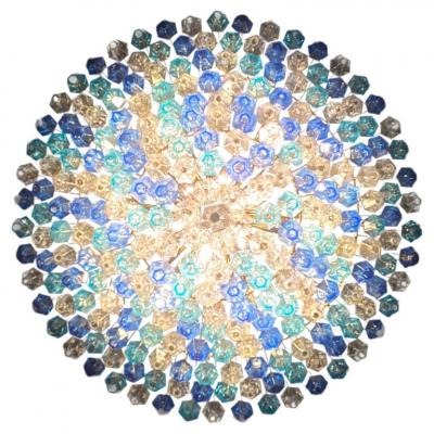 Extraordinary Sapphire Color Poliedri Murano Glass Ceiling Light or Chandelier
