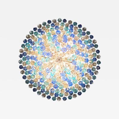 Extraordinary Sapphire Color Poliedri Murano Glass Ceiling Light or Chandelier