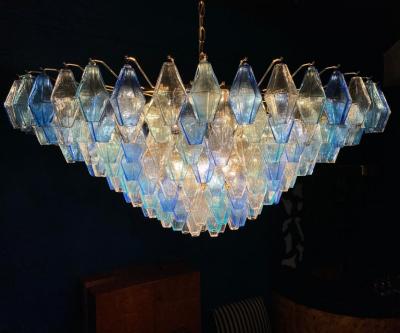 Extraordinary Sapphire Color Poliedri Murano Glass Ceiling Light or Chandelier