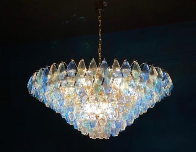 Extraordinary Sapphire Color Poliedri Murano Glass Ceiling Light or Chandelier