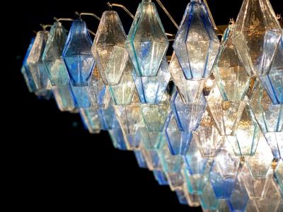 Extraordinary Sapphire Color Poliedri Murano Glass Ceiling Light or Chandelier