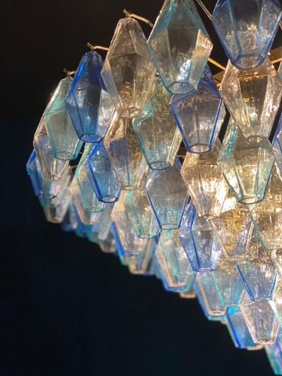 Extraordinary Sapphire Color Poliedri Murano Glass Ceiling Light or Chandelier