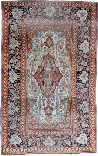 Extremely Fine Antique Persian Mohtasham Kashan Rug 4 6 x 7 3 