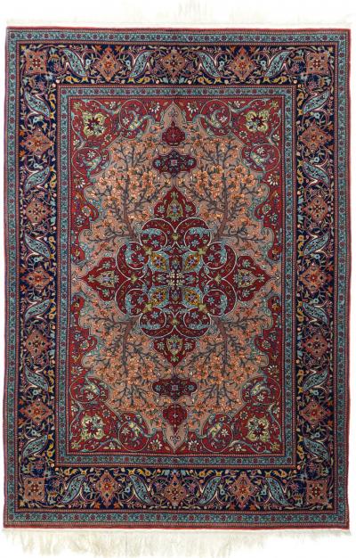 Extremely Fine Antique Persian Tehran Wool Rug 4 7 x 6 8 