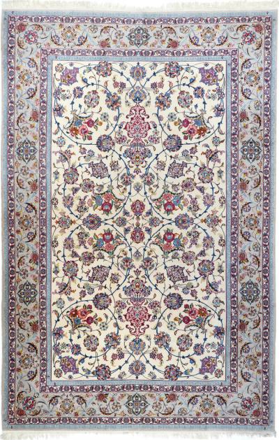 Extremely Fine Persian Isfahan Wool Silk Rug 7 0 x 10 0 