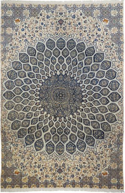 Extremely Fine Persian Isfahan Wool and Silk Rug 7 4 x 11 4 