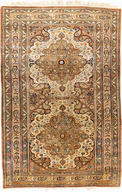 Extremely Fine and Rare Antique Persian Silk Heriz Rug 3 11 x 5 10 