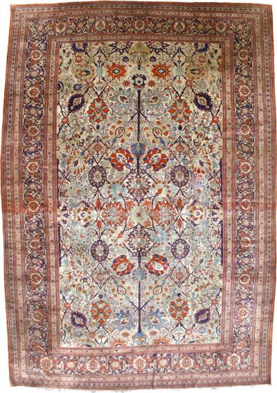 Extremely Fine and Rare Antique Persian Silk on Silk Heriz Rug 10 0 x 14 0 