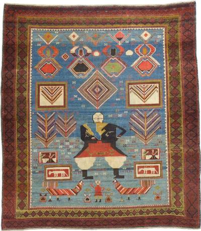 Extremely Fine and Rare Caucasian Kuba Pictorial Wool Rug 8 10 x 12 1 