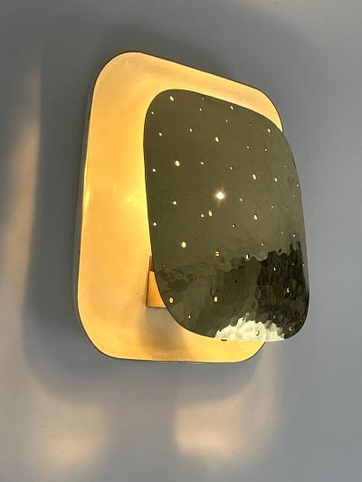 Extremely Rare Lovely Mid Century Modern Perforated Brass Sconce Germany 1960s