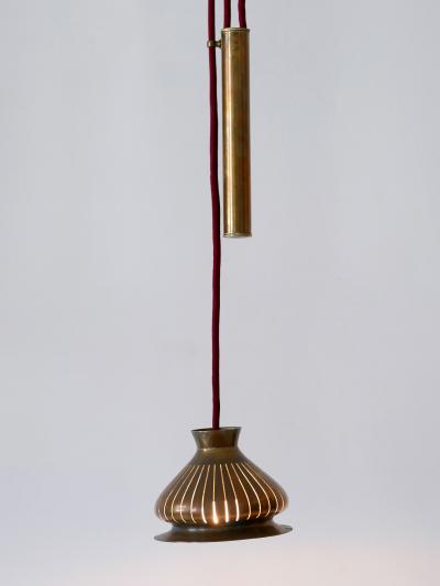 Extremely Rare Mid Century Modern Counterweight Brass Pendant Lamp Germany 1950s
