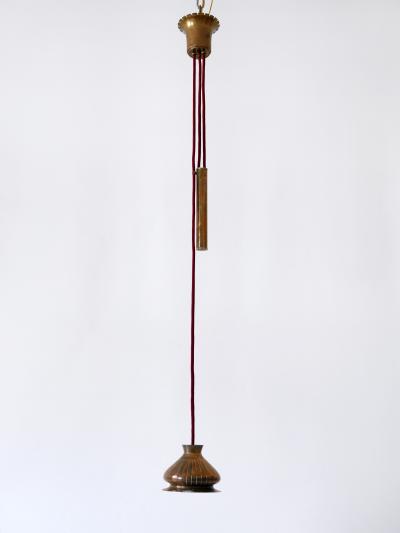 Extremely Rare Mid Century Modern Counterweight Brass Pendant Lamp Germany 1950s
