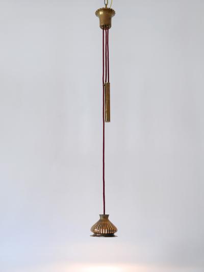 Extremely Rare Mid Century Modern Counterweight Brass Pendant Lamp Germany 1950s
