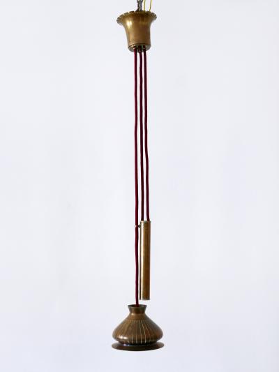 Extremely Rare Mid Century Modern Counterweight Brass Pendant Lamp Germany 1950s