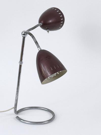 Extremely Rare Mid Century Two Armed Table Lamp or Desk Light Germany 1950s