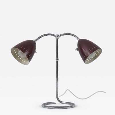 Extremely Rare Mid Century Two Armed Table Lamp or Desk Light Germany 1950s