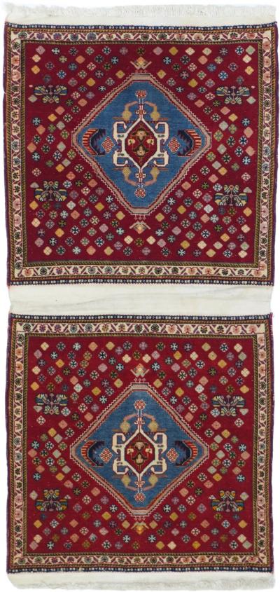 Extremely fine pair of saddle bag Persian Kashkouli Rug 2 0 x 4 0 