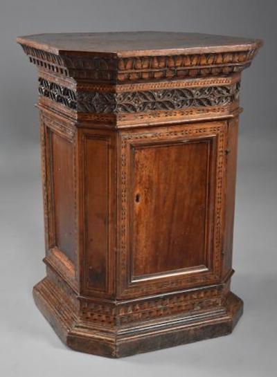 Extremely rare Tuscan 15thc Renaissance walnut sacristy cabinet