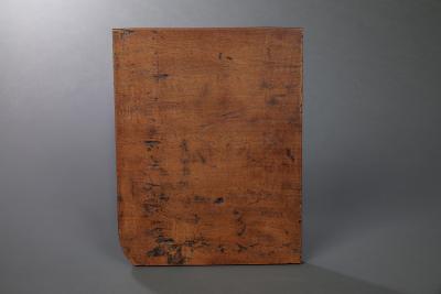 Extrordinary 17th Century Panel Of A European Carrying A Tomahawk