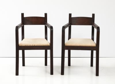 Eyre de Lanux Pair of Modernist Eyre de Lanux Armchairs in Brushed Oak France c 1925