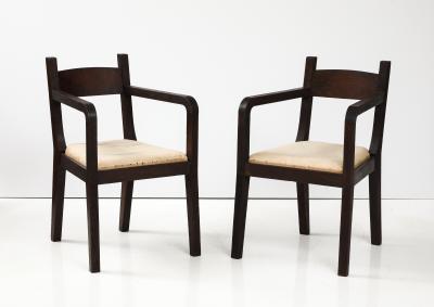 Eyre de Lanux Pair of Modernist Eyre de Lanux Armchairs in Brushed Oak France c 1925