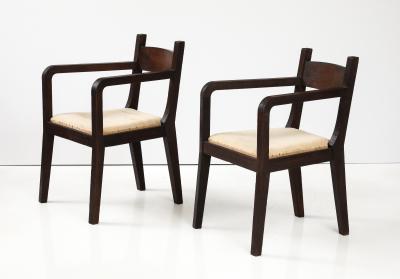 Eyre de Lanux Pair of Modernist Eyre de Lanux Armchairs in Brushed Oak France c 1925