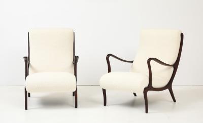 Ezio Longhi Ezio Longhi Pair of Mitzi Walnut Lounge Chairs for Elam circa 1958