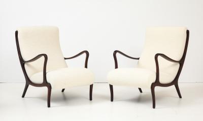 Ezio Longhi Ezio Longhi Pair of Mitzi Walnut Lounge Chairs for Elam circa 1958