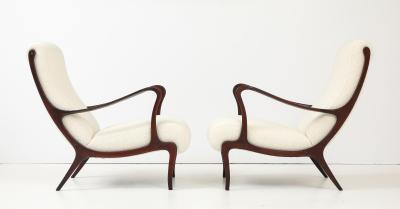 Ezio Longhi Ezio Longhi Pair of Mitzi Walnut Lounge Chairs for Elam circa 1958