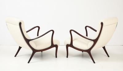 Ezio Longhi Ezio Longhi Pair of Mitzi Walnut Lounge Chairs for Elam circa 1958