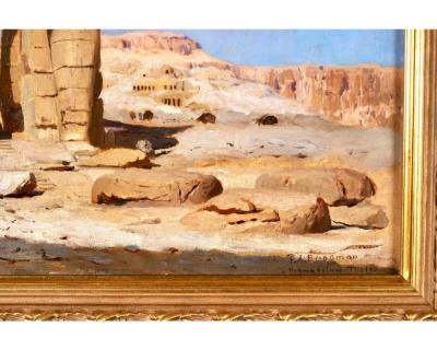 F A Bridgman Colossi of Memnon Egypt Rare Orientalist Landscape Painting