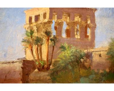 F A Bridgman The Kiosk of Trajan A Rare Orientalist Landscape Painting