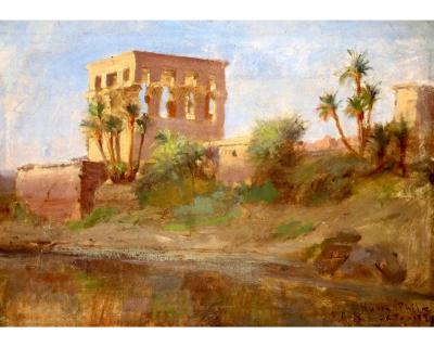 F A Bridgman The Kiosk of Trajan A Rare Orientalist Landscape Painting