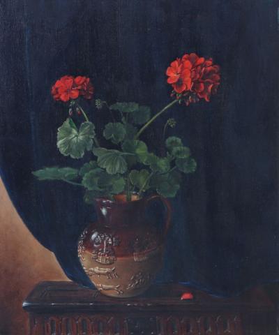 F C Williams 20th Century Still Life Painting of Geraniums