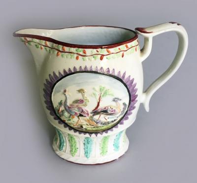 F R Pratt Prattware Peacock Jug