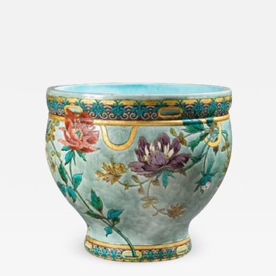 F lix Optat Milet F lix Optat Milet 47 5000 splendid cache pot with floral decoration S vres 1880